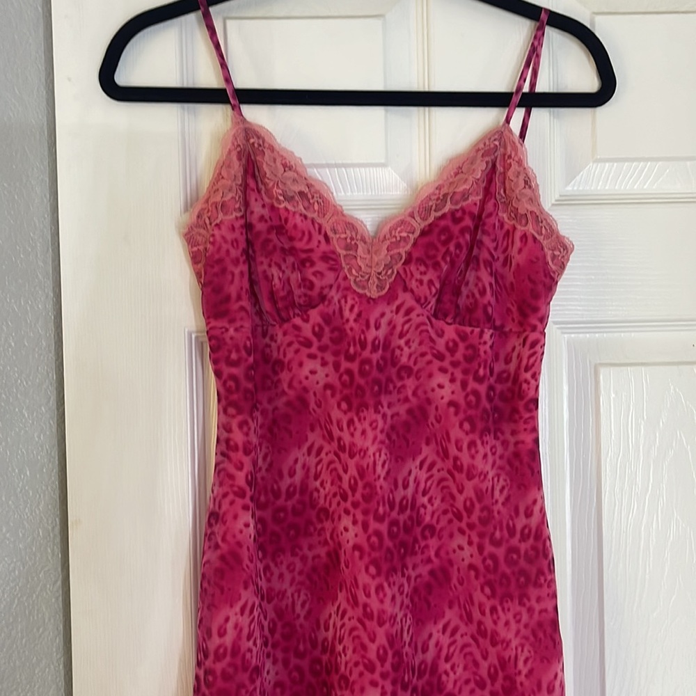 Vintage Hot Pink Cheetah Lace Cami Dress
